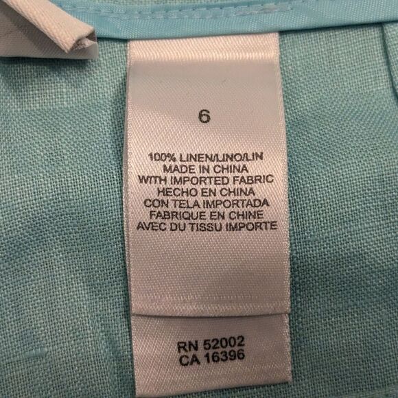 Liz Claiborne Audra Size 6 Linen Wide Leg Pants Beach Summer teal blue boho zip - Picture 4 of 10
